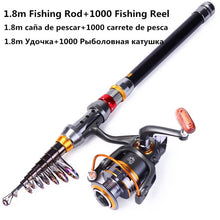 Load image into Gallery viewer, Sougayilang 1.8-3.6m Telescopic Fishing Rod and 11BB Fishing Reel Wheel Portable Travel Fishing Rod Spinning Fishing Rod Combo
