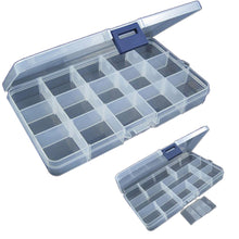 Load image into Gallery viewer, 15 Slots Adjustable Plastic Fishing Lure Hook Tackle Box Storage Case Portable Tackle Multifunctional Organizer Fishing Boxes