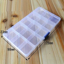 Load image into Gallery viewer, 15 Slots Adjustable Plastic Fishing Lure Hook Tackle Box Storage Case Portable Tackle Multifunctional Organizer Fishing Boxes