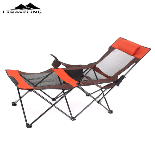 15% Aluminum Folding Beach Chair Elevated Bed Portable Outdoor/Patio Furniture Heavy Duty Lounge for Camping Breathable Material