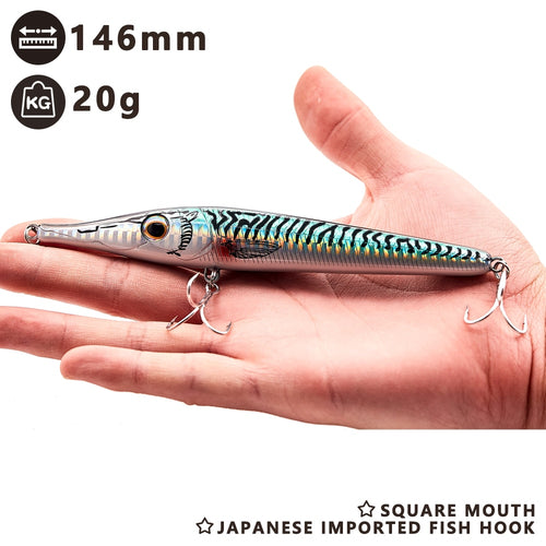Hunthouse zargana seabass lures 2018 new pencil fishing lure stickbait lure 146mm 19g 35g long casting floating sinking