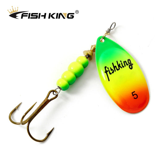 FISH KING Spinner Bait 1pc 3.2g 4.3g 6.1g 9.6g 13.6g Fishing Lure Bass Hard Baits Spoon With Treble Hook Tackle High Quality