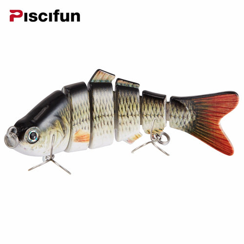 Piscifun Fishing Lure 10cm 20g 3D Eyes 6 Segment Lifelike Hard Lure Crankbait Sinking Wobblers 2 Hook Fishing Baits Pesca Cebo